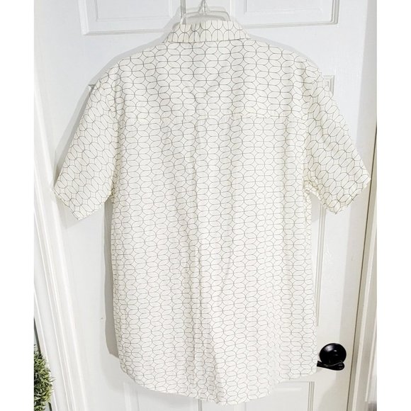 Dravus Men's White Button Up Short Sleeve Shirt Collared Geometric‎ Size XL - Picture 4 of 11